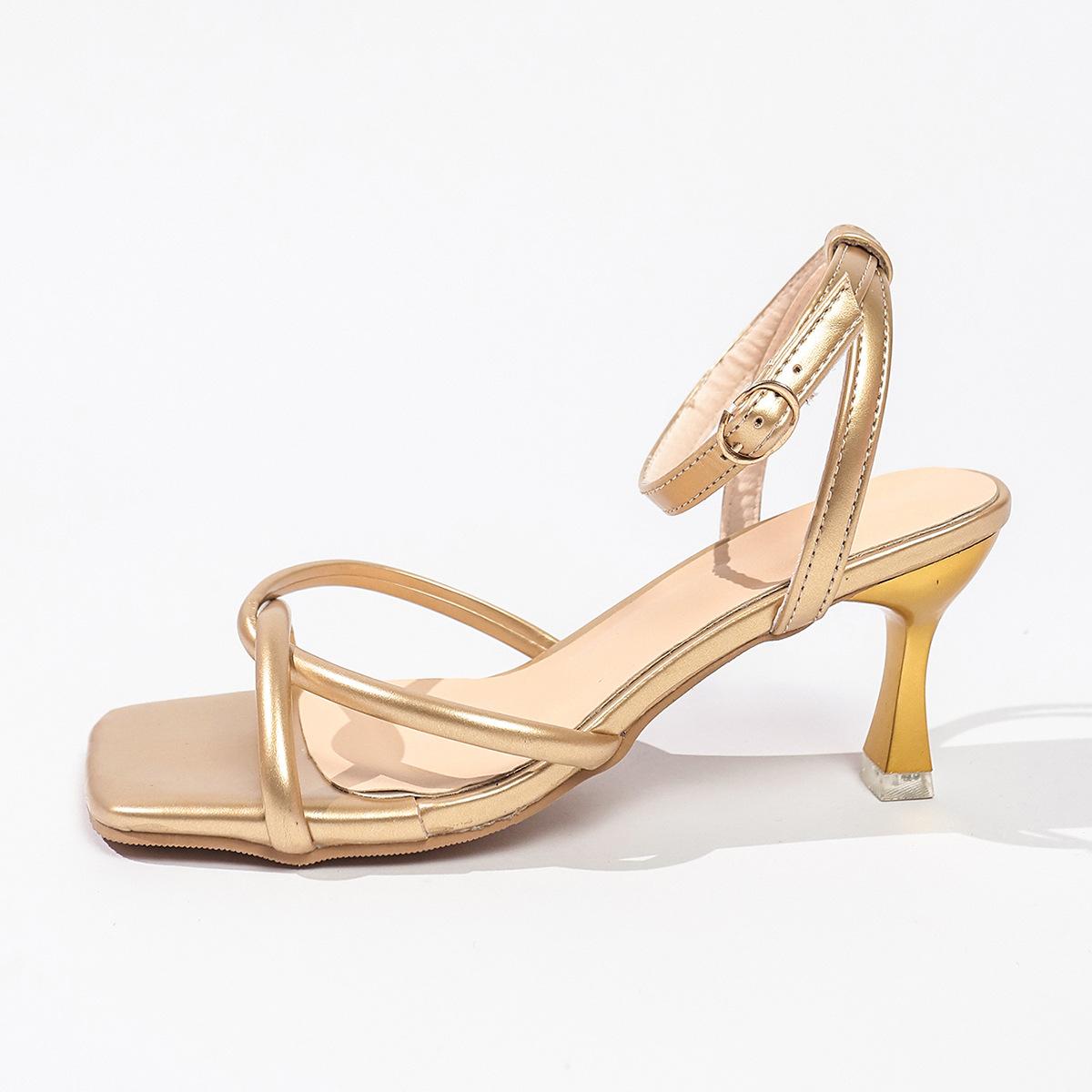 

2025 summer new fashion thin strap women s sandals with square head thick heel temperament open-toed high-heeled sandals women 36 неоновый жёлтый