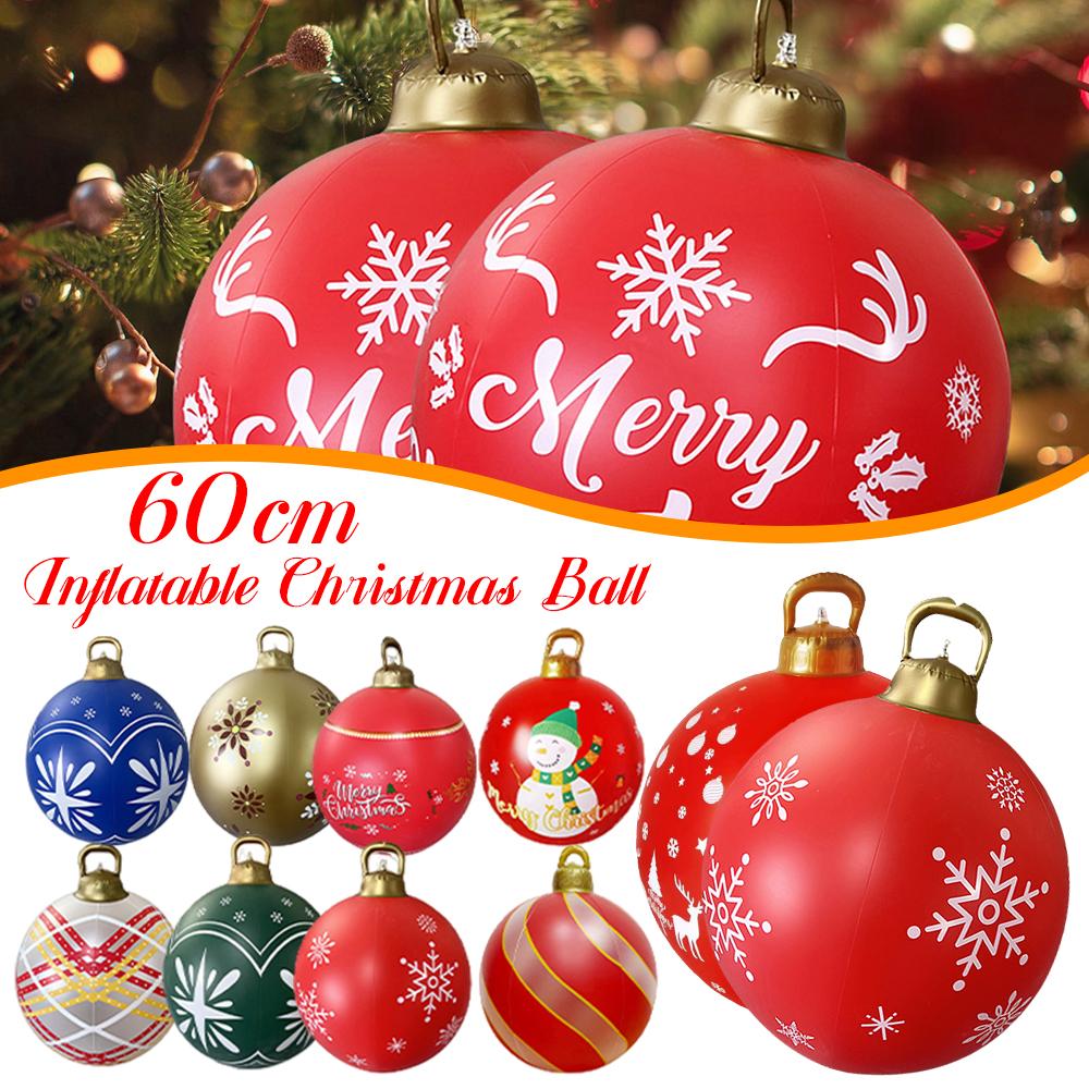 60CM Christmas Inflatable Ball Inflated Toy Ball Xmas Tree Decorative Ball Porch Courtyard Ornaments New Year Christmas Gift