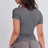 Women'S Tees Short Sleeve Sexy Slim-Fit Top Cute Shaping Tight Soild Color Crop-Top Stylish Tee Round Neck Shirt Breathable