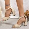 Fashion 2024 Simple and Fashionable Back Zipper Fishmouth Shoes Women's Summer Side Stiletto Roman Sandals Designer Sandals
