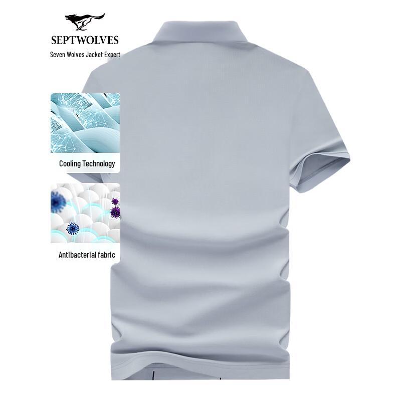 Qipilong Men's Summer Business Casual Vertical Stripe Polo T-Shirt