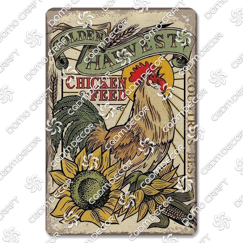 Retro Chicken Poster Metal Tin Signs Rooster Hen Eggs Metal Plate Vintage Wall Decor Club Farm Chicken Coop