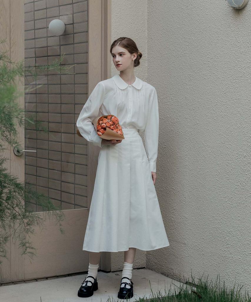Meibeoyu Noosa Pleats Cotton Skirt _ White