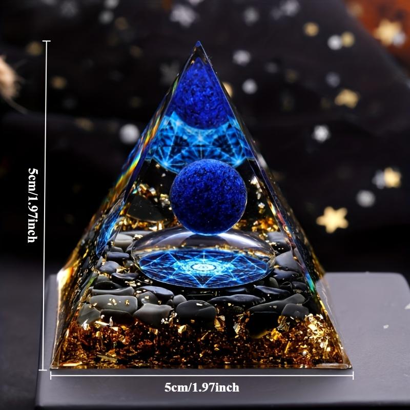 1pc Natural Stone Pyramid with Lapis Lazuli Sphere, DIY Home Balcony Living Room Decor, Stress Relief, Meditation Divination, Creative Gift