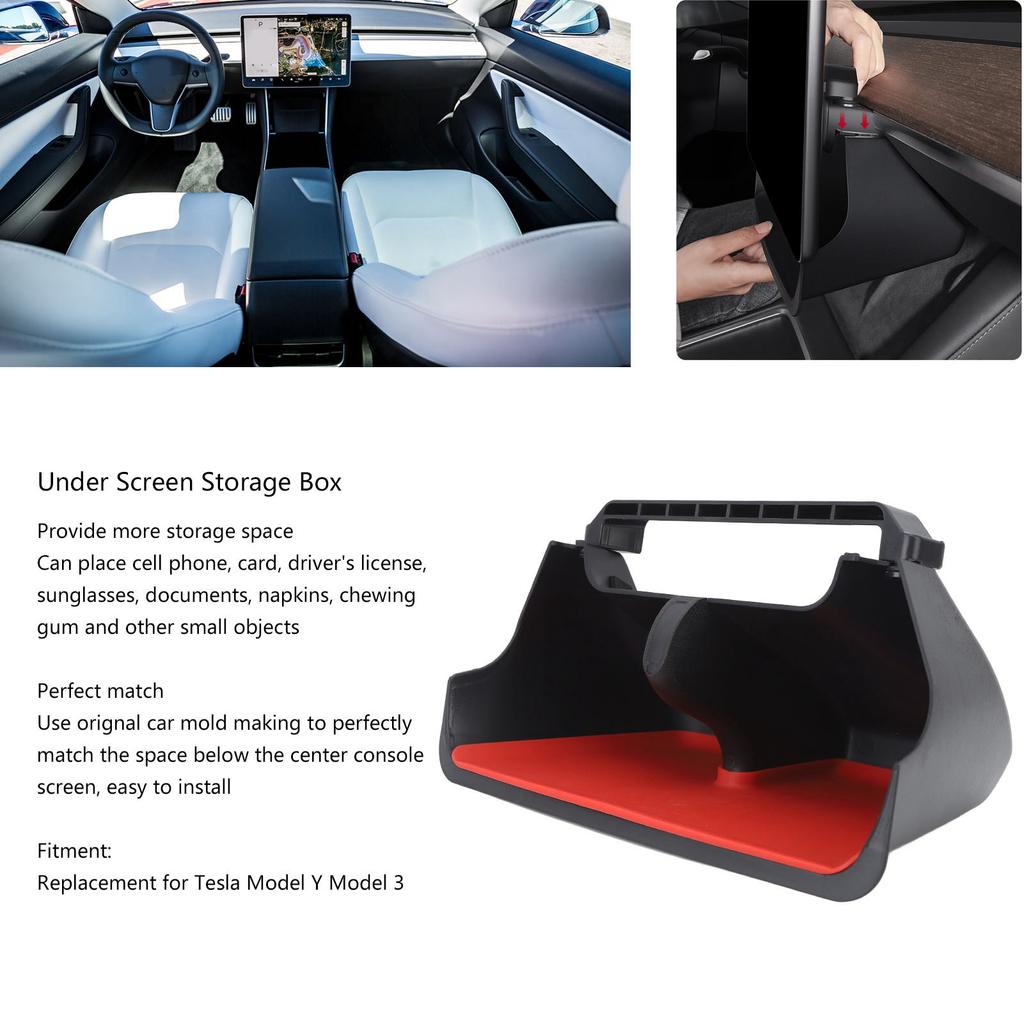 Pentru Tesla Model 3/Y Cutie de depozitare sub ecran Tavă organizatoare pentru consola centrală Suport țesut magnetic pentru tabloul de bord Tesla