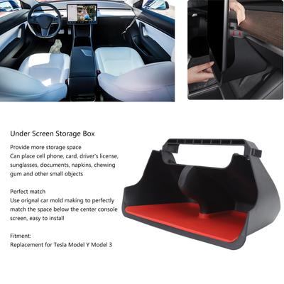 For Tesla Model 3/Y Under Screen Storage Box Center Console Organizer Tray Magnetic Dashboard Tissue Holder Tesla