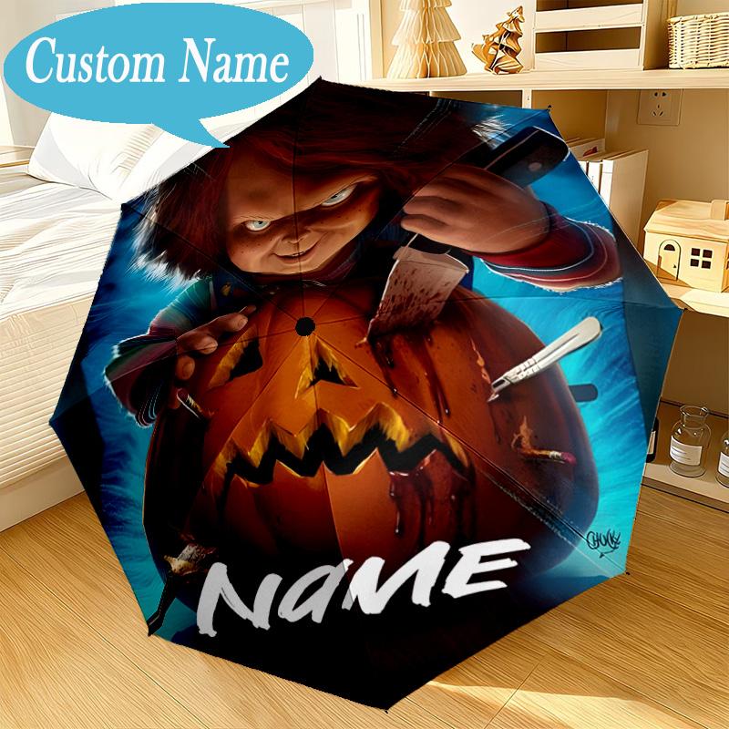 Custom Name Umbrella Chucky and Tiffany Umbrella 8-Frame for Travel, Camping, Casual Lightweight Portable, Essential for Family Gifts