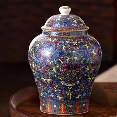 Tea Canister Ceramic Vase Ancient Chinese Type Home Decor Storage Pot Ginger Temple Jar for Sugar