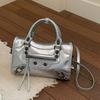 New Rivet Motorcycle Handbag: Trendy French Retro High-End Shoulder & Crossbody Pillow Bag