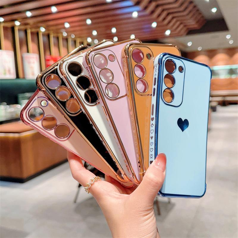 Anti fall Side Love Electroplating Soft Shell Suitable for Samsung S25 UltraS24S23 Mobile Phone Case Small and Fresh A56A15