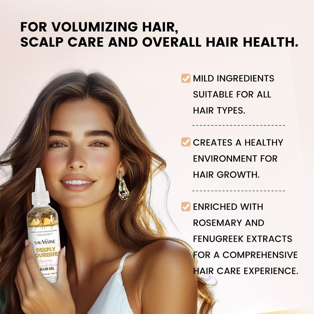 SAUVASINE Rosemary & Fenugreek Herbal Hair Oil Nourishing Scalp Strengthen Roots Anti-Hair Loss Essence