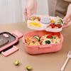 Lunch Box with Tableware for Office Workers Square Divided Microwave Oven Bento Box Leakproof Food Container for Picnic Camping