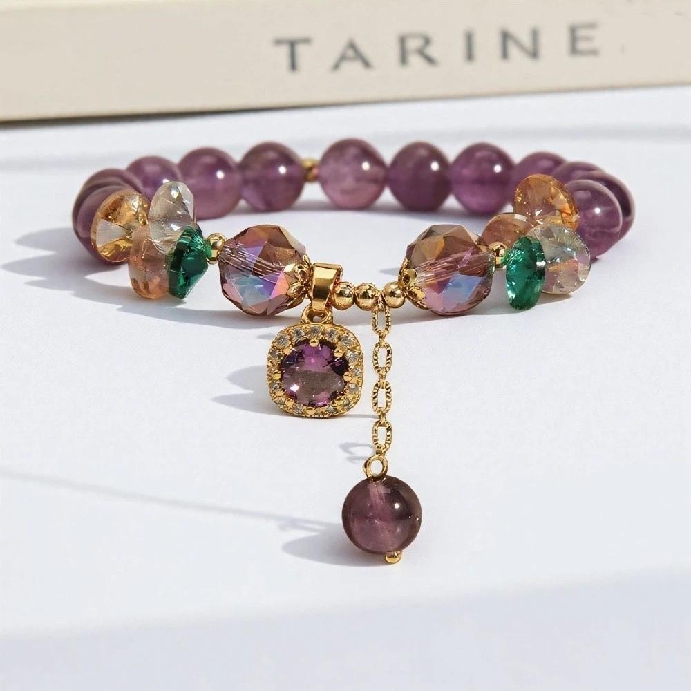 Rhinestone Zircon Inlay Pendant Luxury Vintage Beaded Bracelet Crystal Beads Bracelet  Jewelry