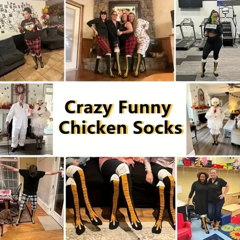 Chicken Leg Pattern Knee High Socks Soft Stretchy Stockings for Women Funny Novelty Halloween Party Cosplay Costume Daily Wear
