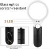 Double Lenses Jewelry Loupe 3LED Light Coins Stamps Magnifier  Kids Seniors Reading