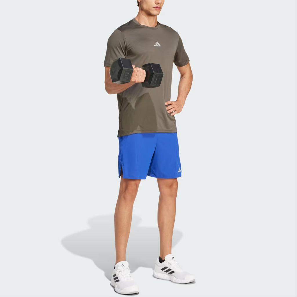 adidas Solid Color Crew Neck Pullover Comfortable Casual Short Sleeve T-Shirt Men Tops Brown IX9126