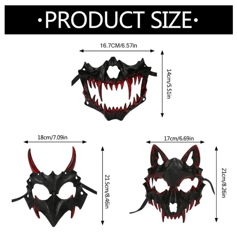 Maschera di Drago Anime Maschera di Halloween Maschera di Scheletro Animale Maschera Teschio Cosplay Cane Maschera da Festa Maschera di Lupo Diavoli Horror