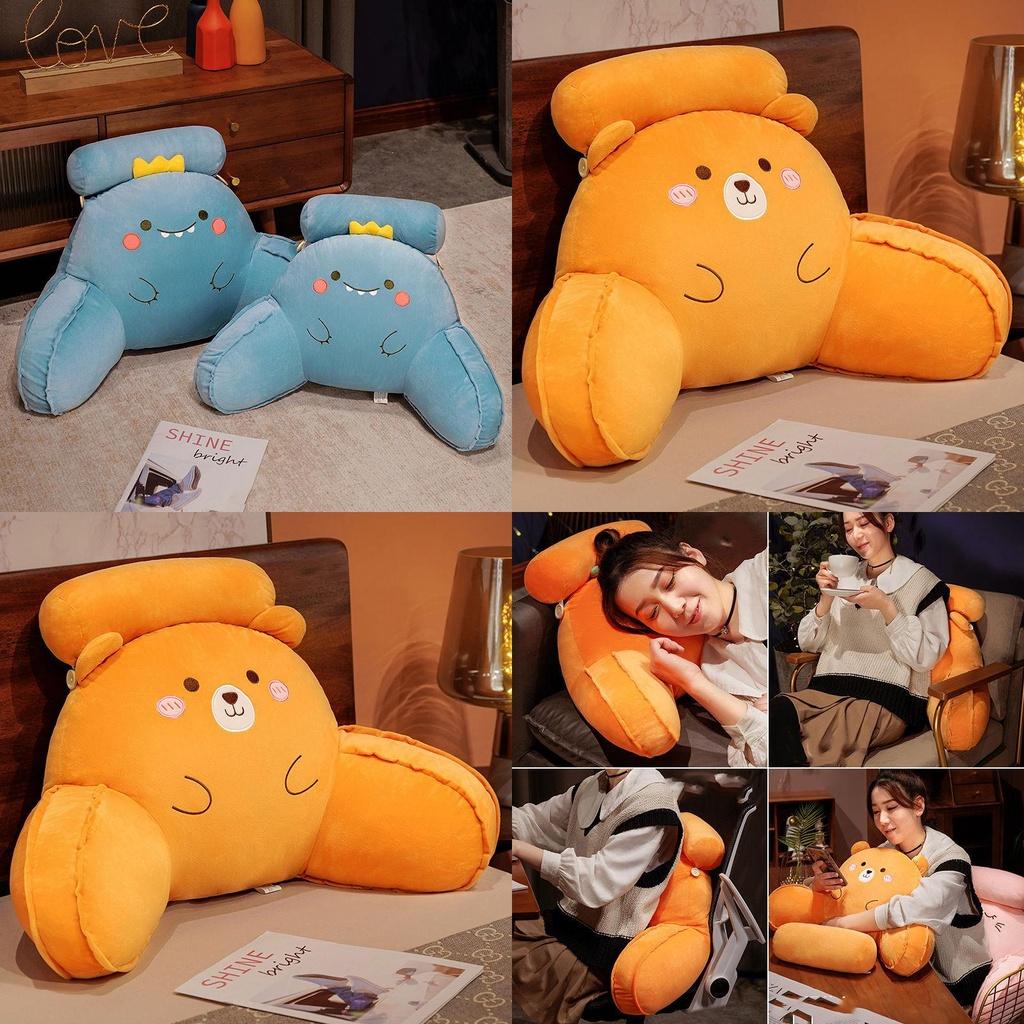 Soft Plush Dinosaur Backrest Cushion With Arms Bedside Pillow Gift