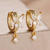 Exquisite Zircon Butterfly Hoop Earrings For Women 2026 New Trendy Gold Color Circle Geometric Huggies Earrings Jewelry