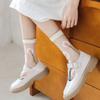 Embroidery Flower Women Summer Socks Breathable Girls Mid-calf Socks Fashion Lace Socks