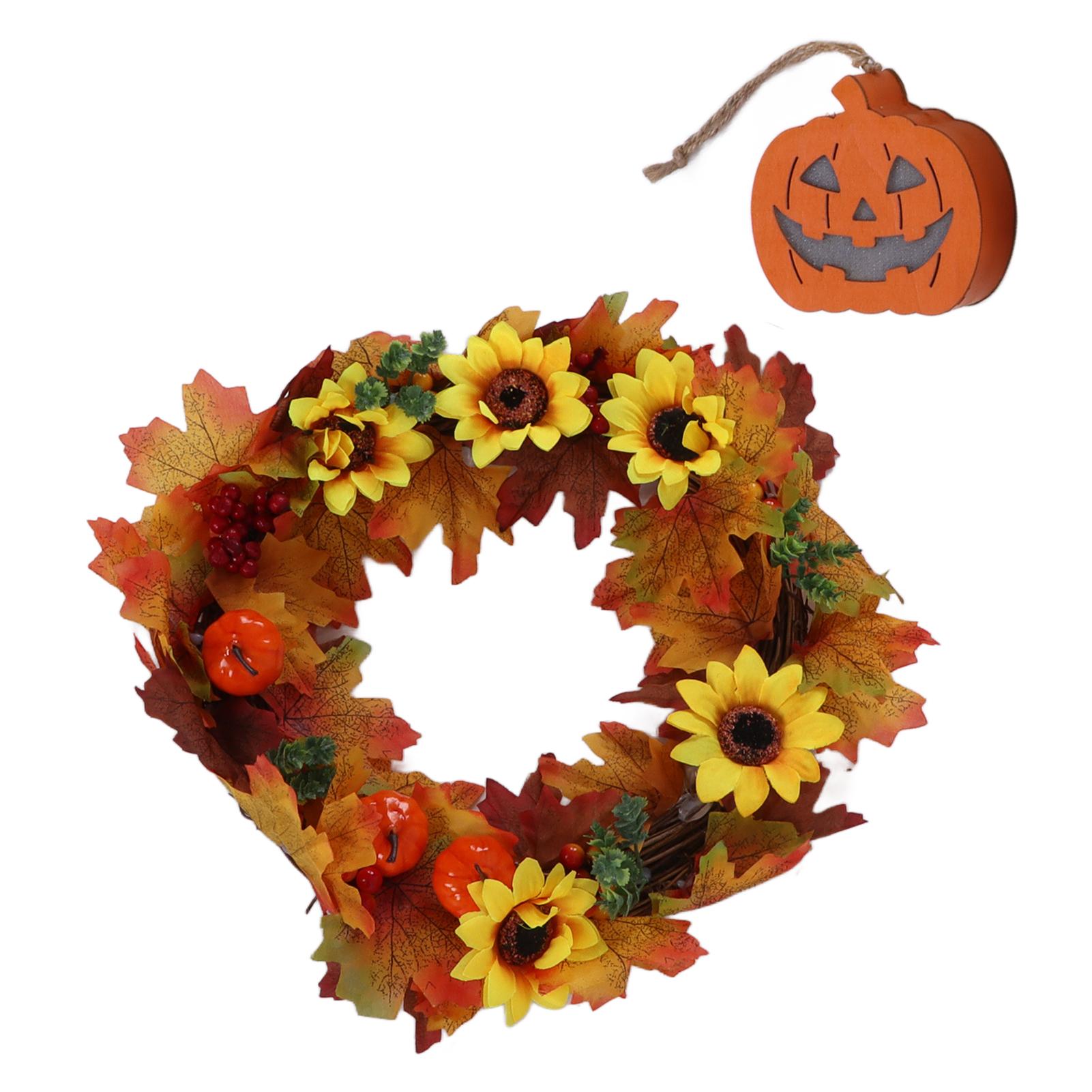 

Тыквенный светящийся венок Осенняя цветочная гирлянда из лозы Декоративные аксессуары для Хэллоуина