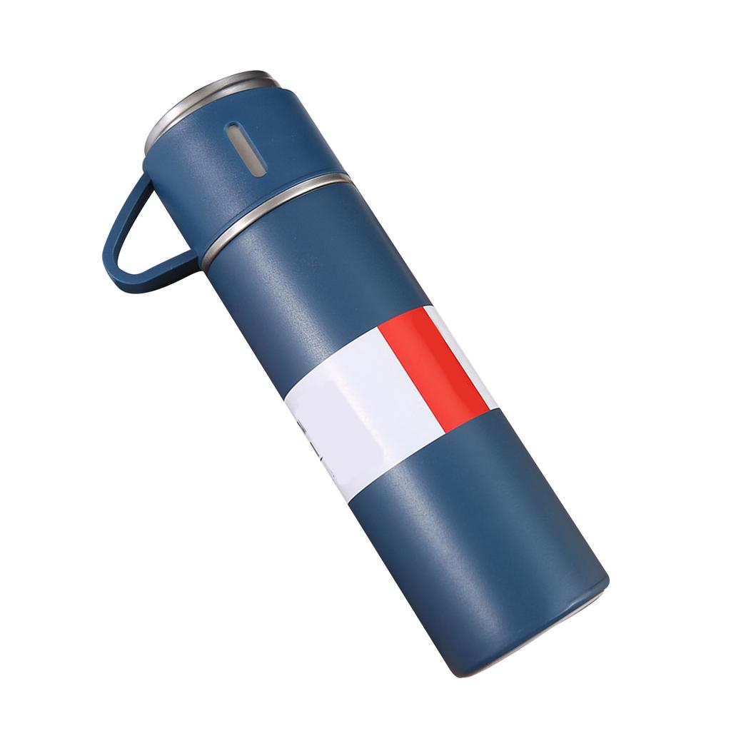 500ml Stainless Steel Vacuum Flask Set Portable Insulated Bottle with 3 Lids for Outdoor Travel
