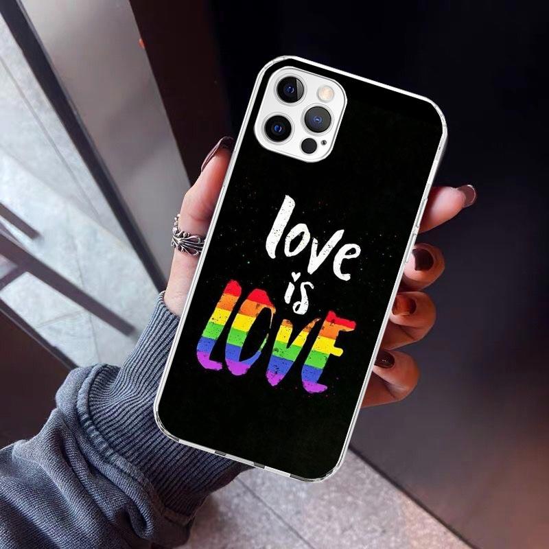 Love Is Love LGBT Rainbow Phone Case For iPhone 17 Air 16 15 Pro Max 14 Plus 13 Mini 12 11 Cover 7 8 SE Silicone Shell Print Fun