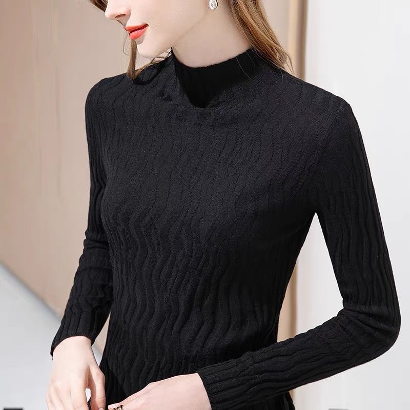 Autumn Winter Slim Fit Versatile Turtleneck Knit Base Layer Women's Design-oriented Lazy Style Top