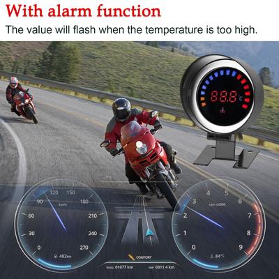 52mm Wassertemperaturanzeige Auto Digital Meter LED-Anzeige 0-120 Celsius mit Sensor-Alarmfunktion für