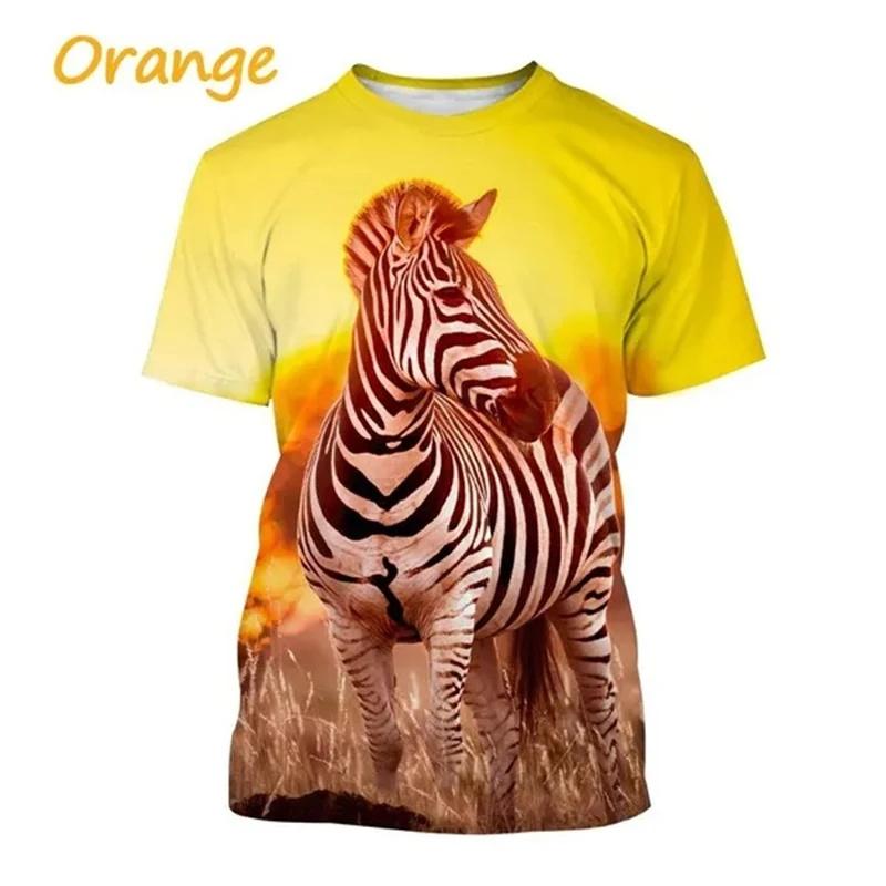 Zebra Pattern T Shirt Men's Cute Animals 3D Printed T-Shirts Summer Fashion Kids Women Casual Cool O Neck Loose Tees Tops