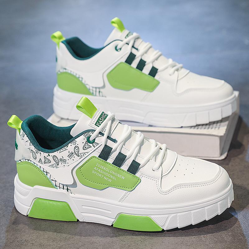 New Casual Sports Skate Shoes Trendy Men's Fashionable White Sneakers Comfortable Thick Bottomed All-Match Stylish Shoes