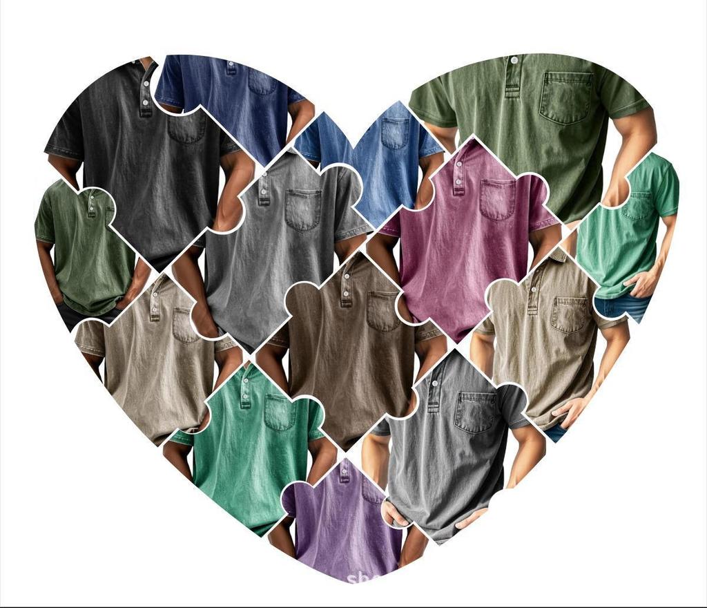 Men's Pure Cotton Casual Button-Down Polo Shirt (Short-Sleeve, Versatile)
