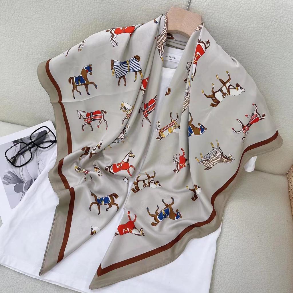 Women S Korean Style Square Scarf Elegant Air Conditioner Shawl