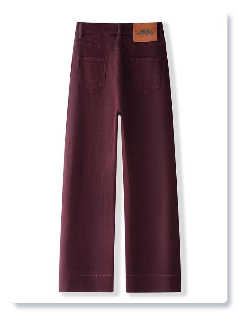 Ancola Women's Retro Red High-Waist Loose Straight-Leg Jeans, Autumn/Winter 2024 Collection