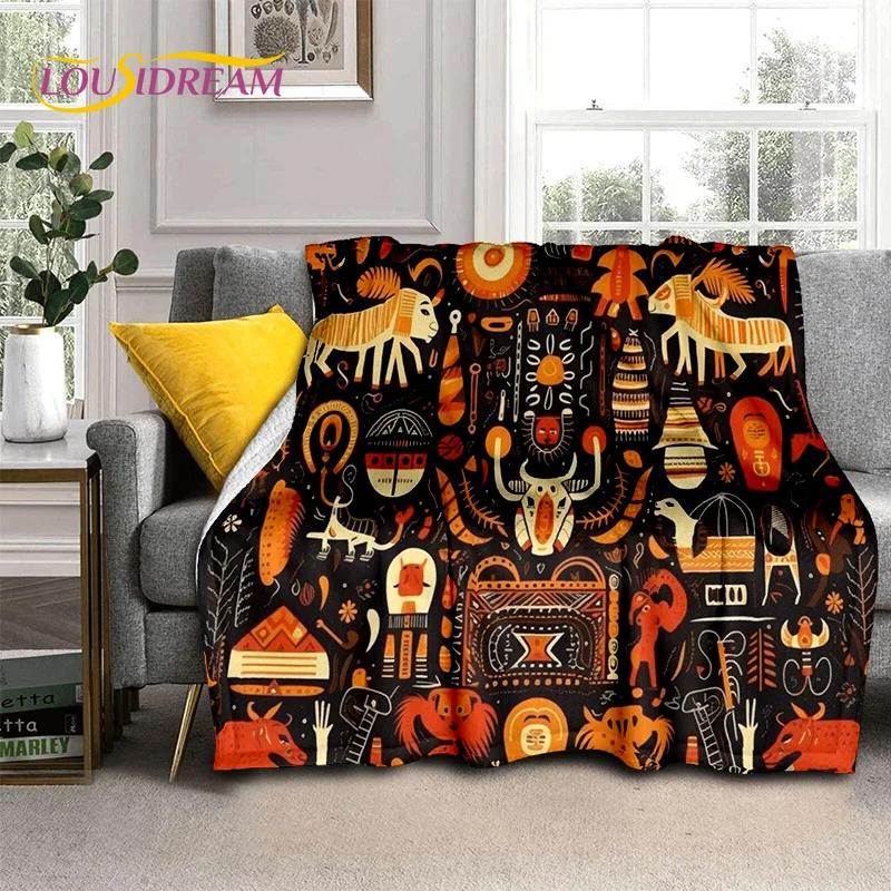 Cartoon Africa Ethiopian Custom Painting Art Soft Flannel Blanket for Bed Bedroom Sofa Picnic,Throw Blanket for Outdoors Leisure
