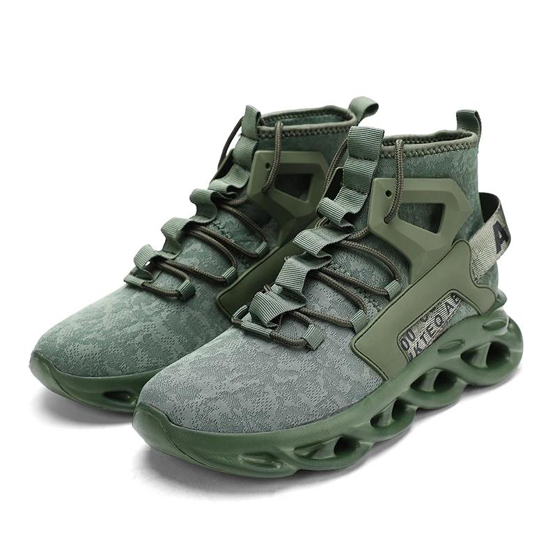High Top Fashion Shoes for Men Comfortable Cushioning Lightweight Running Shoes Breathable Fabric Running Thick Soled Shoes