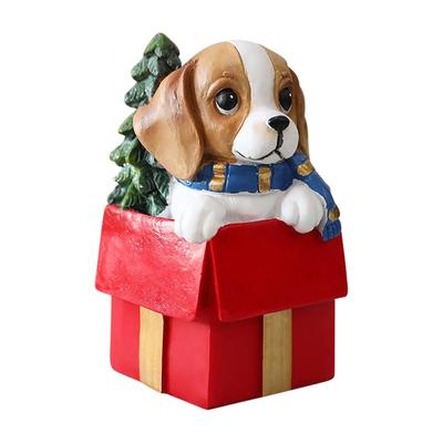 Miniature Chrismas Dog Figurine Cute Puppy Ornament Small Dog Statue for Home Shelf Bedroom Window Display Decor Birthday Party