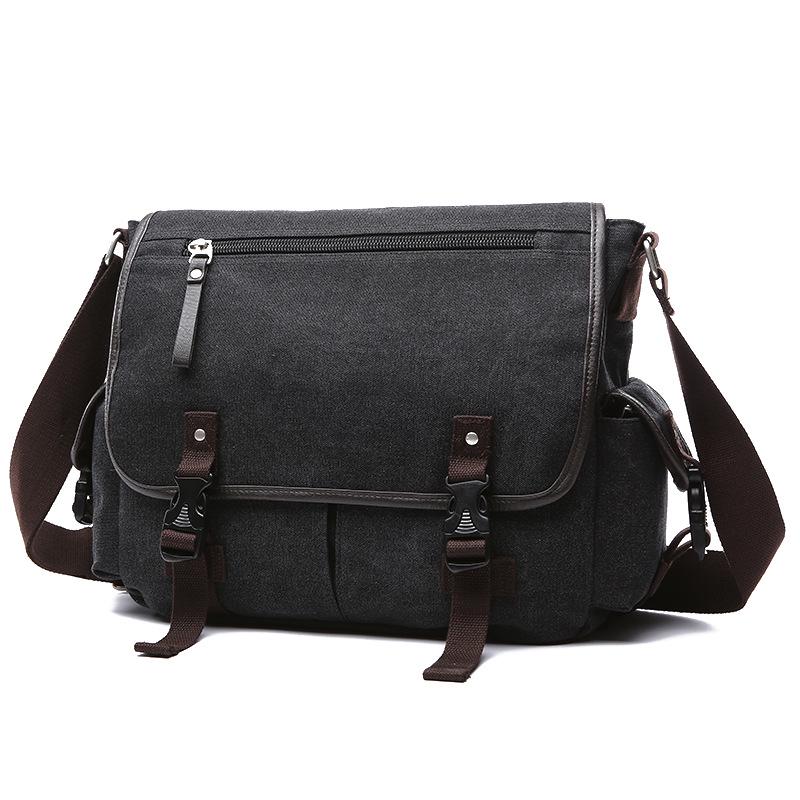 Men s Retro Canvas Crossbody Bag - Large Capacity, Shoulder Bag, Commuting and Business Messenger Backpack чёрный