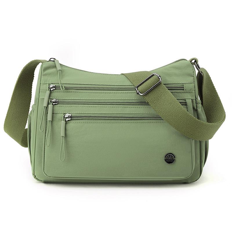 Texture Versatile Solid Color Multi-pocket Practical Nylon Cloth Bag New Solid Color Casual Oblique Span Shoulder Bag
