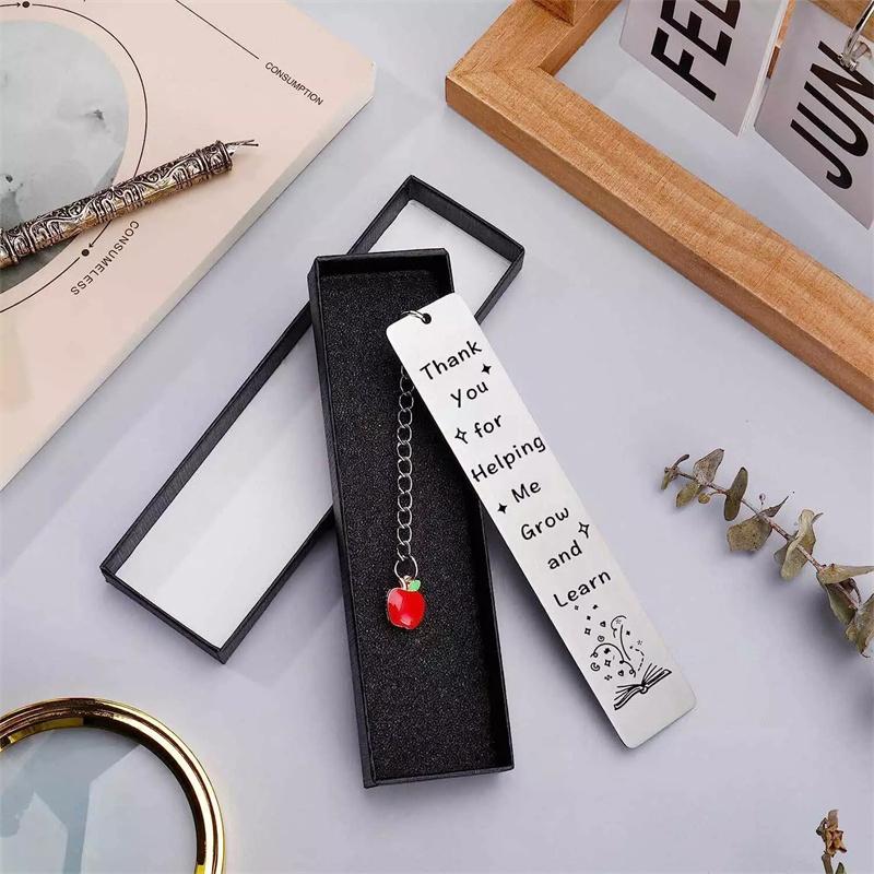 Edelstahl Metallblatt Anhänger Lesezeichen Student Lehrer Geschenk Lesen Zuhause Lesezeichen Lernen Zubehör Lehrertagsgeschenk