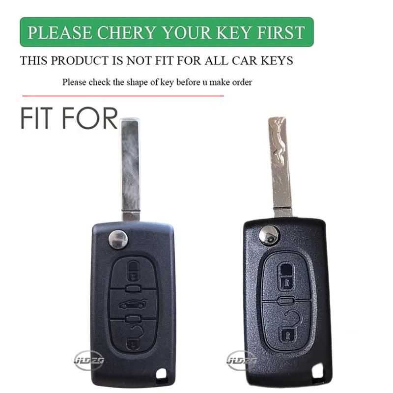 Carbon Fibre style Car Flip Key Case Cover for Peugeot 107 207 307 308 407 607 3008 5008 for Citroen Xsara Picasso C5 C6 C8
