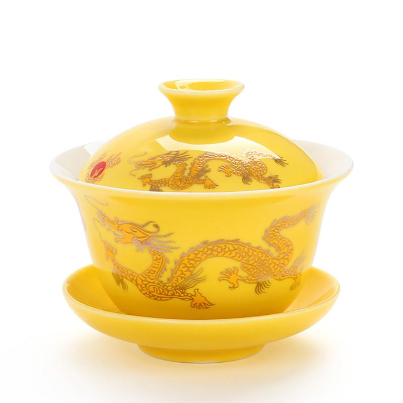 Chinese Traditions Gai Wan Tea Set Bone China Tea Sets Dehua Gaiwan Tea Porcelain Pot Set For Travel Beautiful And Easy Kettle