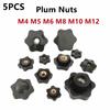 5 STKS M4 M5 M6 M8 M10 M12 Pruim Handvastdraaiende Moeren Handvat Schroefdraad Mechanisch Duimmoeren Klemknop Handmatige Moeren Geperforeerd