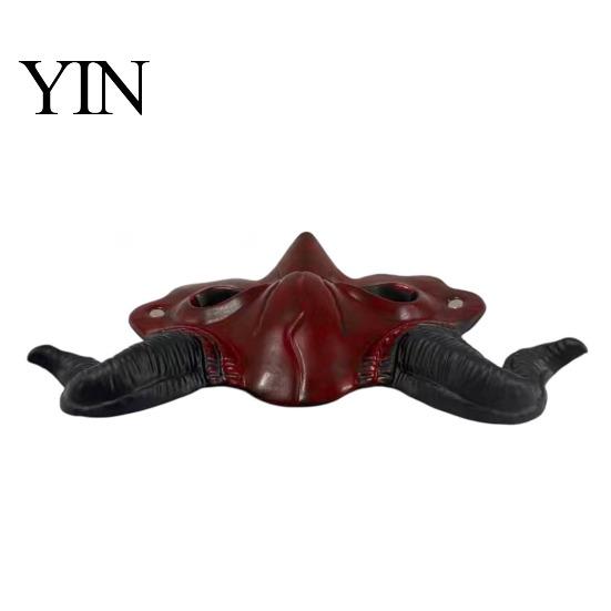 Maschera con Corna Rosse e Nere, Maschera Demone, Accessorio Cosplay Testa di Diavolo per Halloween, Mascherata Stile Vintage Accessorio Costume Horror per Feste, Scherzo di Carnevale
