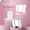 Rotatable 3-Fold LED Makeup Mirror with Magnification and Desktop Storage