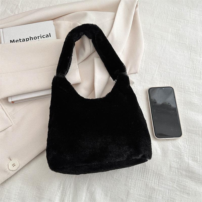Женская плюшевая сумка-тоут с большим цветком, 2025 весна, новая плюшевая сумка-тоут, повседневная модная сумка через плечо