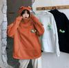 Women's Trendy Frog Pullover Hoodie - Long Sleeve, Unisex, Plus Velvet, Autumn/Winter Style