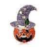 Delicate Alloy Rhinestones Pumpkin Wizard Brooch Halloween Men'S And Women'S Suit Sweater Corsage Ornament Pin
