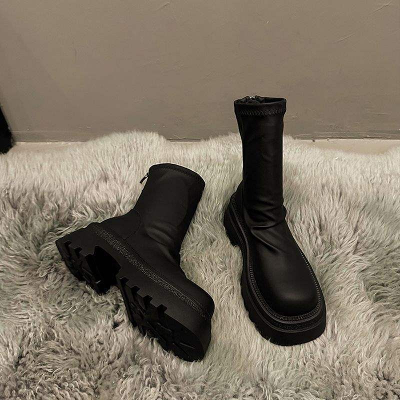 Brown short boots children's 2025 spring and autumn new small thick-soled thin short boots single boots black Martin boots