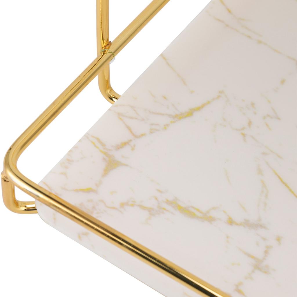 Badezimmer-Aufbewahrungsregal Gold Weiß 2 Etagen Make-up-Regal Humanisierte Struktur Anti-Rutsch-Arbeitsplatte